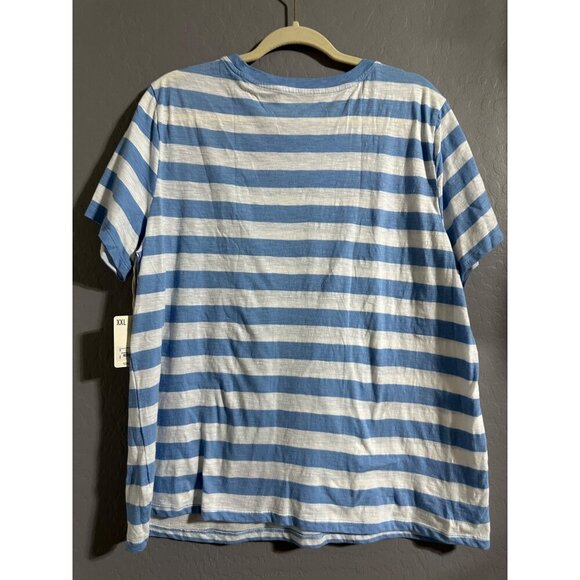 Ana Striped Blue & White Short-Sleeve Crew Neck Cotton T-Shirt XXL NWT - Picture 2 of 6